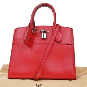 LOUIS VUITTON City Steamer PM 2Way Shoulder Hand Bag Leather Red M53029 22RF971